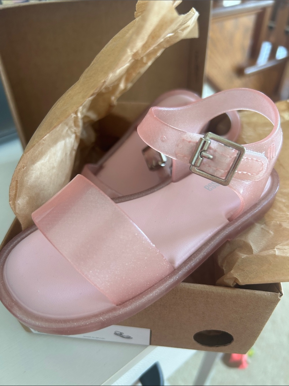 Toddler girls size 9 glitter jelly sandal Velcro strap new in box nwt